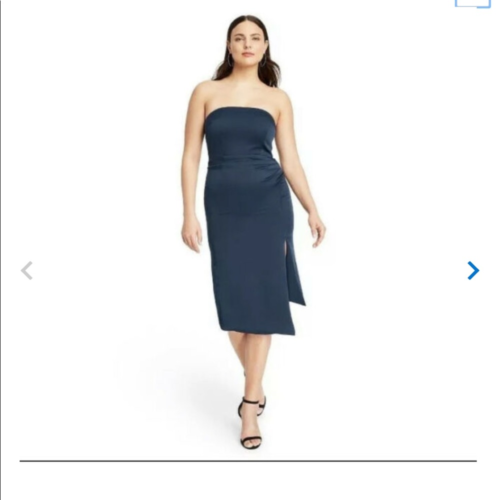 🔴 NWT Cushnie for Target Womens Strapless Side-slit Dress - Navy Blue Size 4